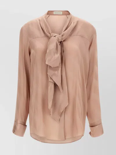 Dries Van Noten Long Sleeve Shirt Bow Detail In Pink