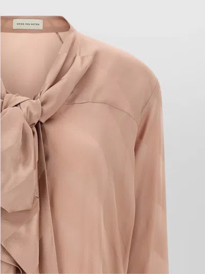 Dries Van Noten Long Sleeve Shirt Bow Detail In Pink