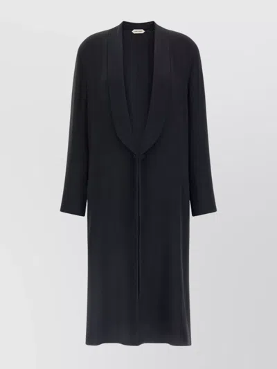 Alberta Ferretti Longline Shawl Collar Silk Coat In Black
