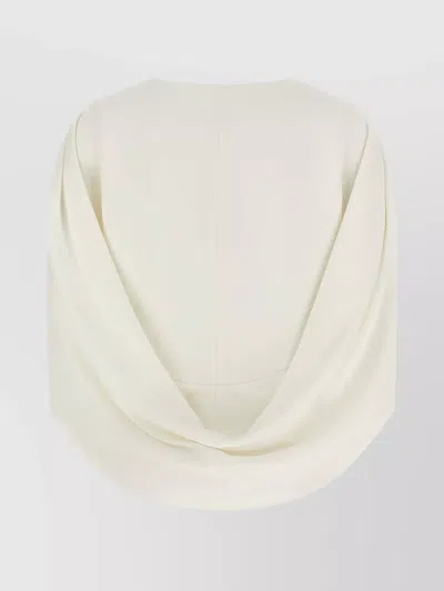 Alberta Ferretti Cape-inspired Stretch Cady Top With Draped Elegance In White