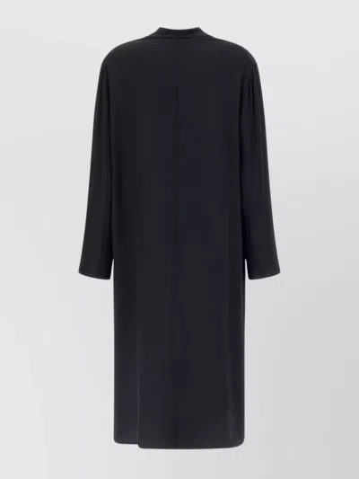 Alberta Ferretti Longline Shawl Collar Silk Coat In Black