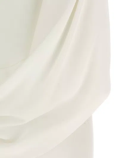 Alberta Ferretti Cape-inspired Stretch Cady Top With Draped Elegance In White