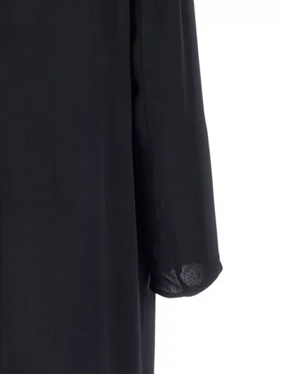 Alberta Ferretti Longline Shawl Collar Silk Coat In Black