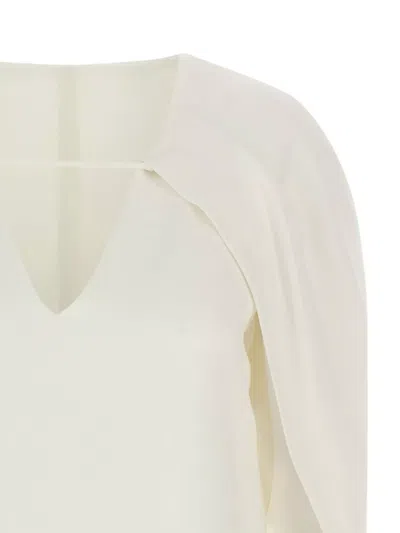 Alberta Ferretti Cape-inspired Stretch Cady Top With Draped Elegance In White