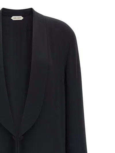 Alberta Ferretti Longline Shawl Collar Silk Coat In Black