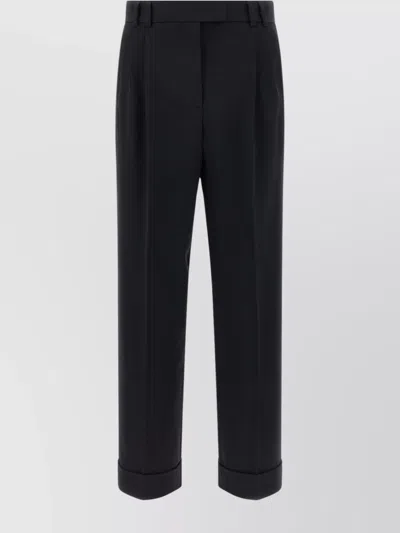 Alberto Biani Tailored Trousers With Cuffed Hem And Pleats In Blue
