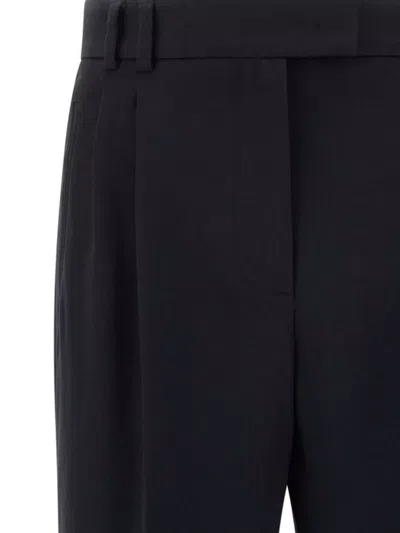 Alberto Biani Tailored Trousers With Cuffed Hem And Pleats In Blue