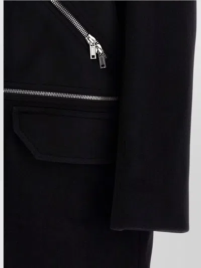 Rick Owens Long Sleeve Collared Coat Front Pockets In Black
