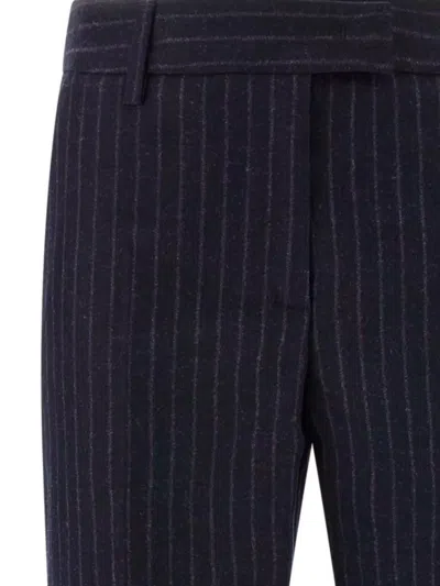 Alberto Biani Pinstripe Trousers With Belt Loops And Pocket In Black