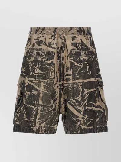 Rick Owens Drkshdw Cargo Style Bermuda Shorts All Over Print In Brown