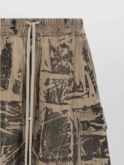 Rick Owens Drkshdw Cargo Style Bermuda Shorts All Over Print In Brown