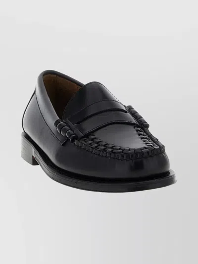 Gh Bass Penny Loafer With Low Block Heel And Moc Toe In White