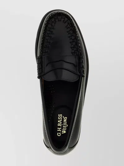 Gh Bass Penny Loafer With Low Block Heel And Moc Toe In White