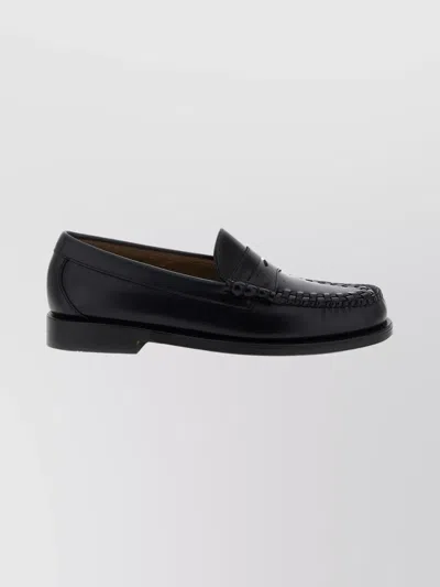 Gh Bass Penny Loafer With Low Block Heel And Moc Toe In White