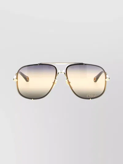 Chloé Square Frame Sunglasses Gradient Lenses In Metallic