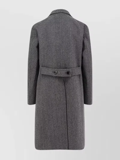 Tom Ford Mens Dark Grey Black Herringbone Double-breasted Wool Coat In Gray
