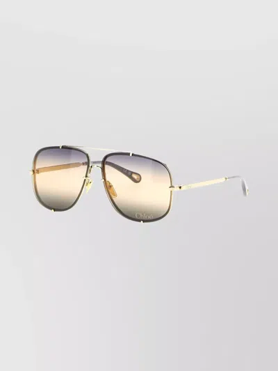 Chloé Square Frame Sunglasses Gradient Lenses In Metallic