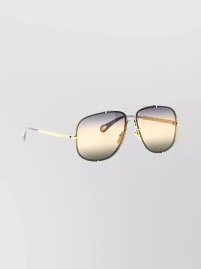 Chloé Square Frame Sunglasses Gradient Lenses In Metallic