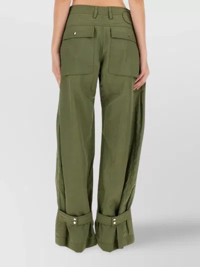 Rabanne Wide Leg Cargo Trousers With Pleated Front In Green