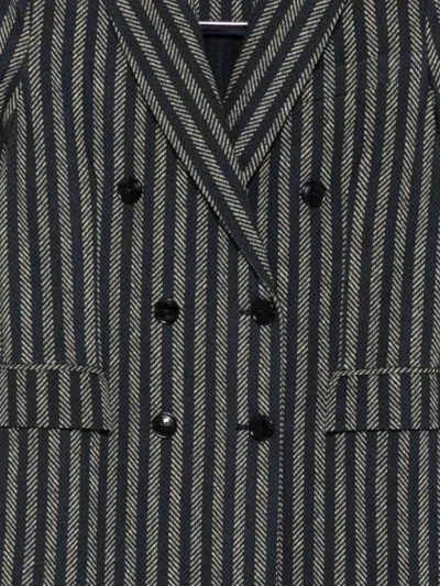 Circolo 1901 Striped Double-breasted Cotton Jacket In Gray