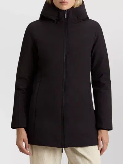 Woolrich Hooded Long Sleeve Parka With Side Pockets In Brown