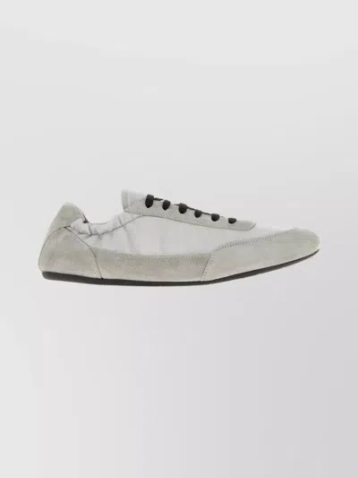Prada Grey Re-nylon And Suede Collapse Sneakers In Gray