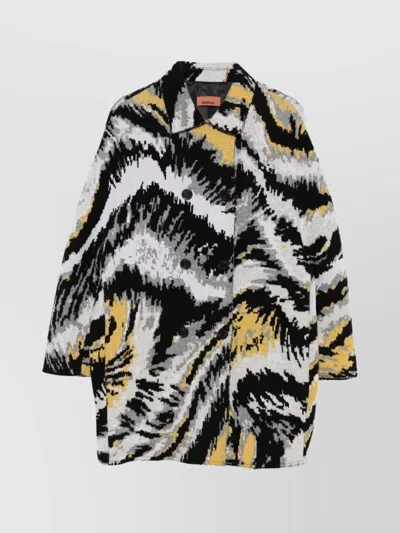 Missoni Abstract Pattern Double Breasted Wool Coat In Multi