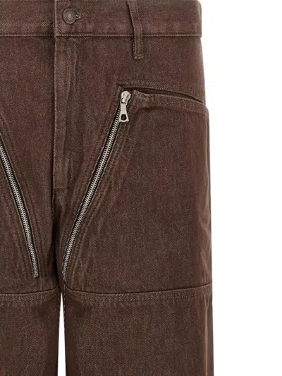 Dries Van Noten Wide Leg Trousers Zip Pockets In Brown