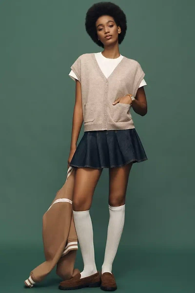 Maeve Cashmere V-neck Cardigan Sweater Vest In White