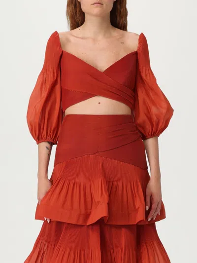 Zimmermann Pleated Top With Draped Details In Red