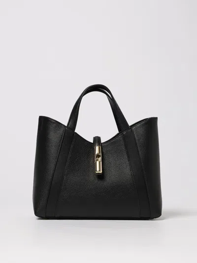 Furla Dual Top Handles Structured Silhouette Shoulder Bag In Black