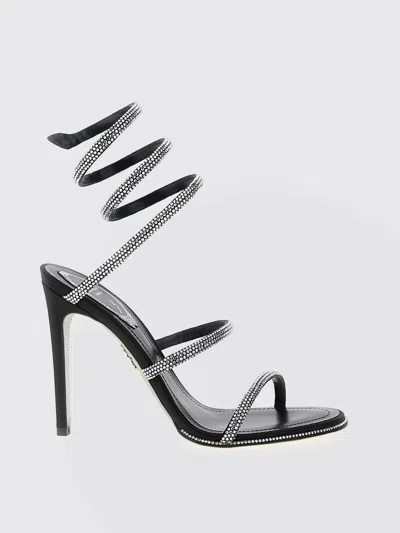 René Caovilla Cleo Anthracite Crystal Sandals 105 In Black