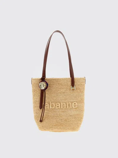 Rabanne Woven Raffia Tote Bag In Neutral