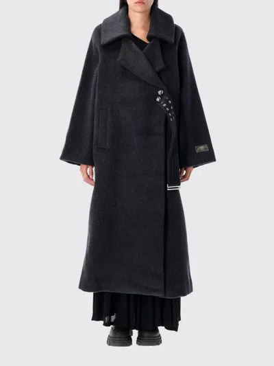 Ganni Cappotto In Misto Lana Antracite  Donna In Black
