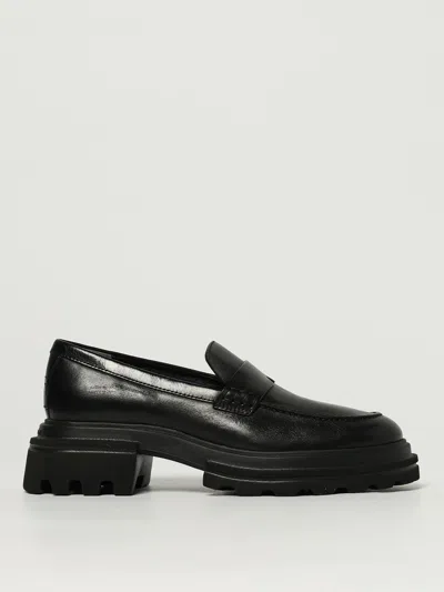 Hogan Polished Leather Loafers In Black