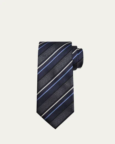 Brioni Striped-pattern Tie In Blue