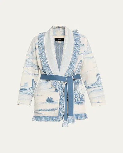 Alanui Deep In The Ocean Cardigan Mit Fransen In Blue