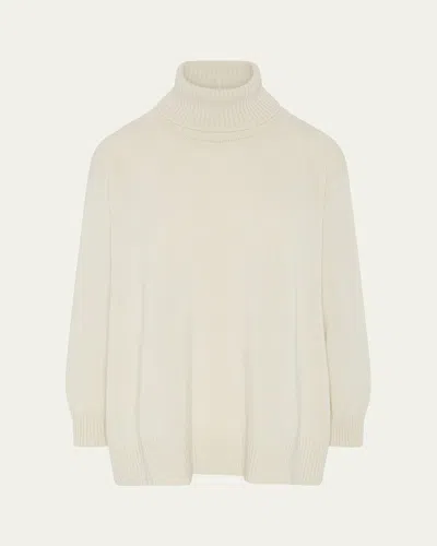 Eskandar Panelled A-line Roll Neck Sweater (mid Plus Length) In Neutral