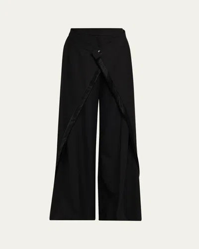 Jason Wu Collection Panel Extension Wide-leg Wool Pants In Black