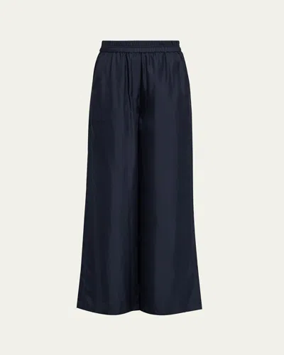 Theory Pull-on Track Pant In Mod Silk Twill In Blue