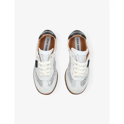 Steve Madden Ilver Com Jemporia Sequin And Leather Trainers Eur 35 / 2.5 Uk In Silver