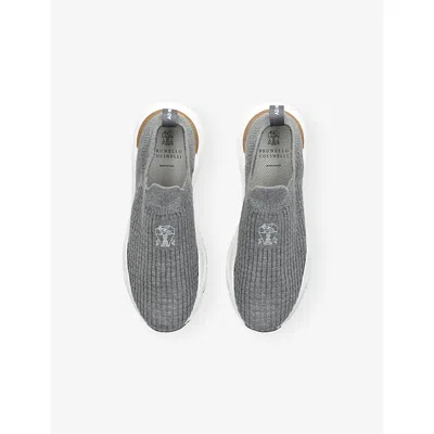 Brunello Cucinelli Front-detail Slip-on Sneakers In Gray