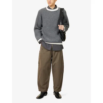 Diomene Mens Coal Smoke Rolling Raglan-sleeves Wool Jumper In Gray