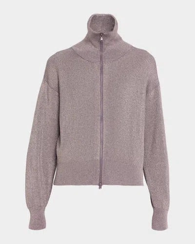 Brunello Cucinelli Sparkly Zip Jacket In Purple
