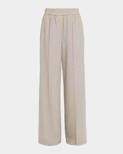 Brunello Cucinelli Fluid Wool Crepe Pants In Gray