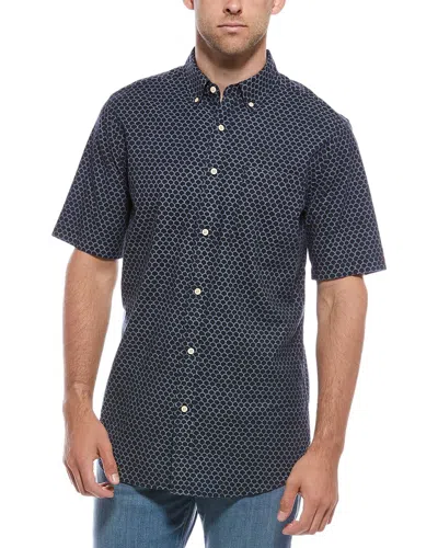 Faherty Playa Regular Fit Print Short Sleeve Button-down Shirt In Blue