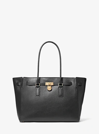 Michael Kors Hamilton Moderne Large Leather Tote Bag In Black