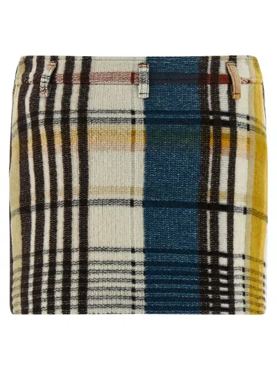 Missoni Plaid Mini Skirt Belt Loops In White