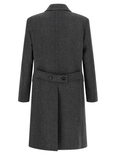 Tom Ford Mens Dark Grey Black Herringbone Double-breasted Wool Coat In Gray