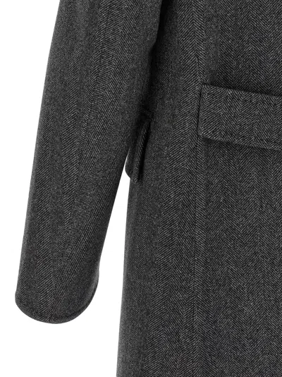 Tom Ford Mens Dark Grey Black Herringbone Double-breasted Wool Coat In Gray